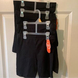 Four pair new with tags black bicycle shorts stretch large size 10 size 12 girls